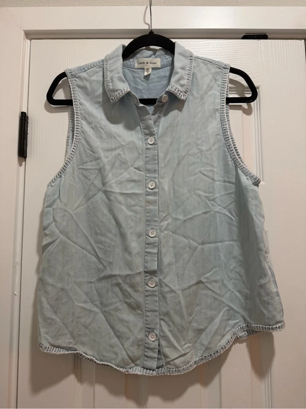 Cloth & Stone Sleeveless Blanket Stitch Blouse Large